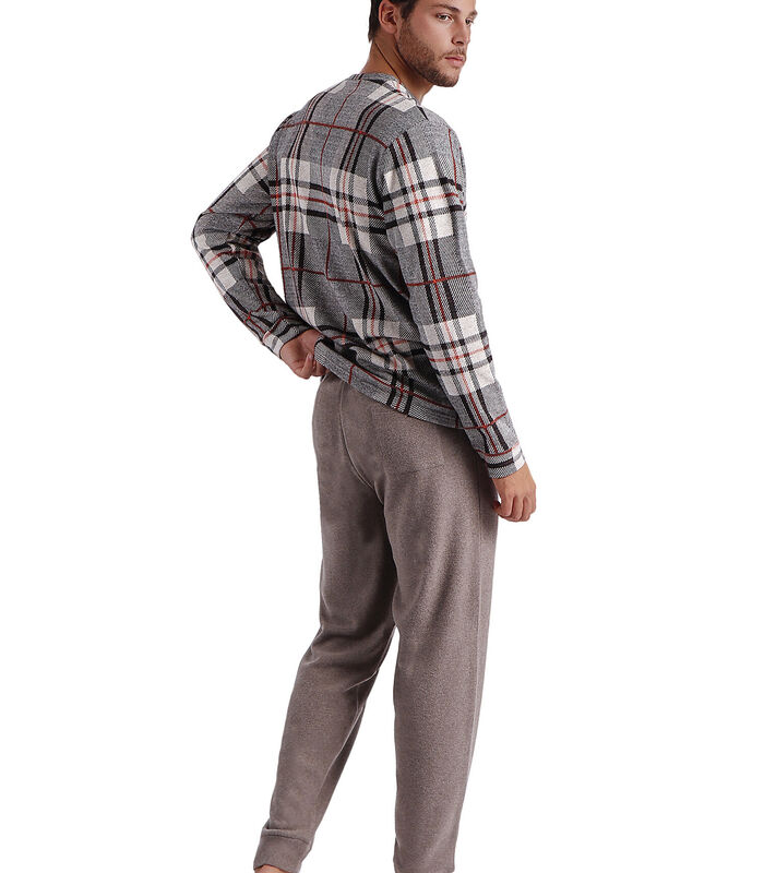 Pyjama loungewear broek en top met lange mouwen Tartan image number 1