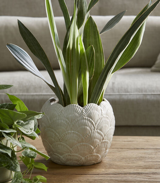 Shell - pot de fleurs Céramique blanc et rond diamètre 24 cm