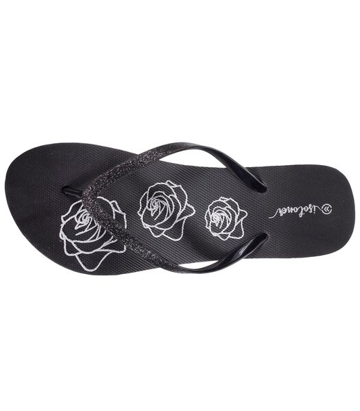 Slippers met bloemenprint voor dames Hak Zwart lurex