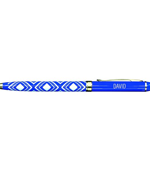 Fijne pen in gelakt metaal blauw - David
