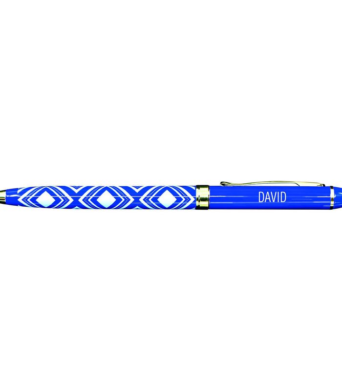 Fijne pen in gelakt metaal blauw - David image number 0