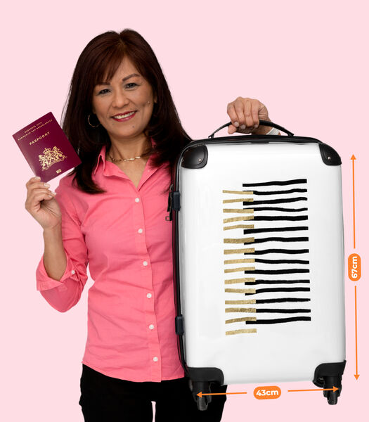 Handbagage Koffer met 4 wielen en TSA slot (Zwart - Goud - Abstract - Wit)