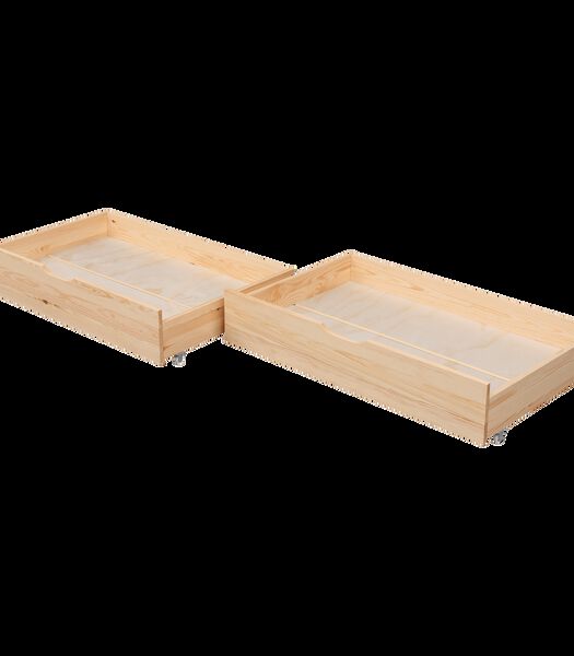 Lot de 2 tiroirs de rangement bois pour lit