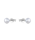 Boucles d'oreilles, base en argent 925 et perle blanche avec finition rhodiée image number 1