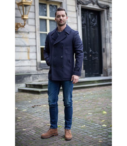 Prestige Coat Nathan Wol Blend Donkerblauw