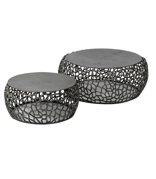 Chromy - Salontafel - set van 2 - rond - zwart nikkel - zandgegoten - aluminium
