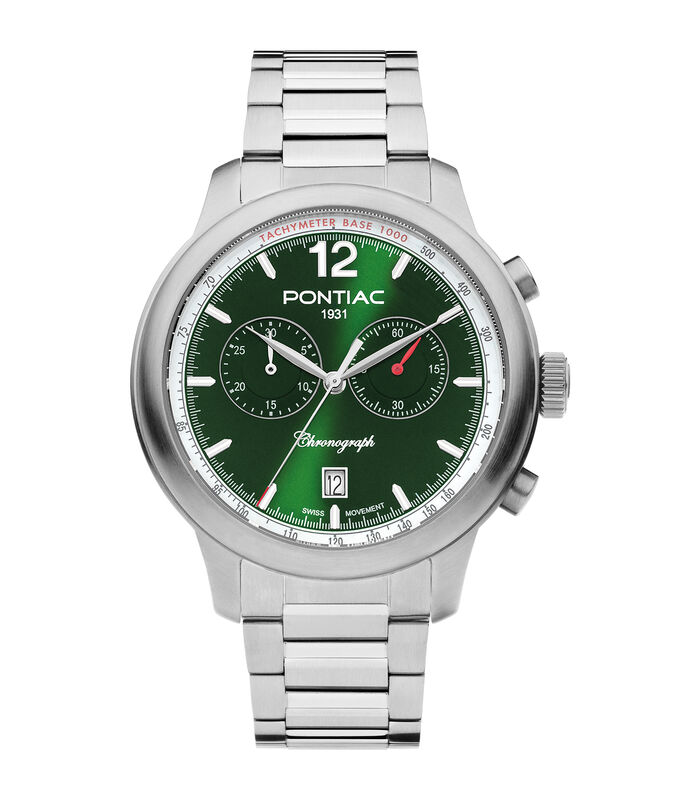 Henry Chrono Swiss movement groen op staal P40025 image number 0