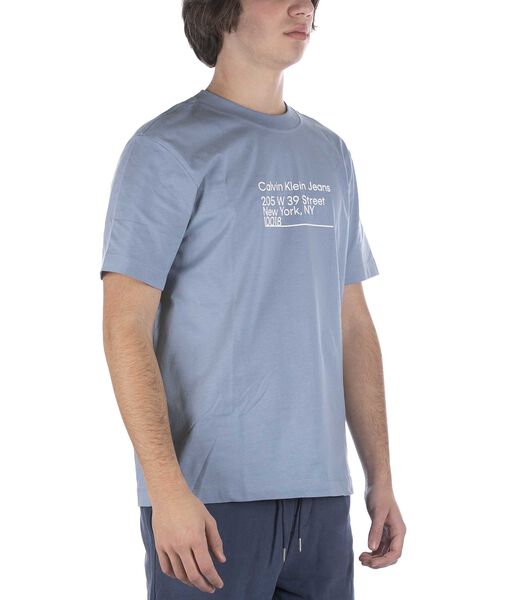 Calvin Klein Adres Logo Blauw T-Shirt
