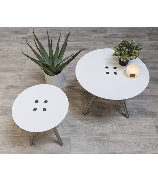 Table d'appoint Sliced - Blanc, pieds satinés - 40x40cm