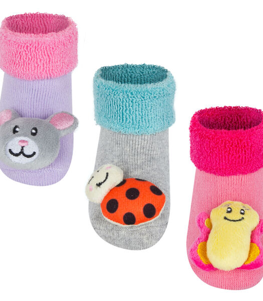 3 paar anti-slip sokken dieren meisje