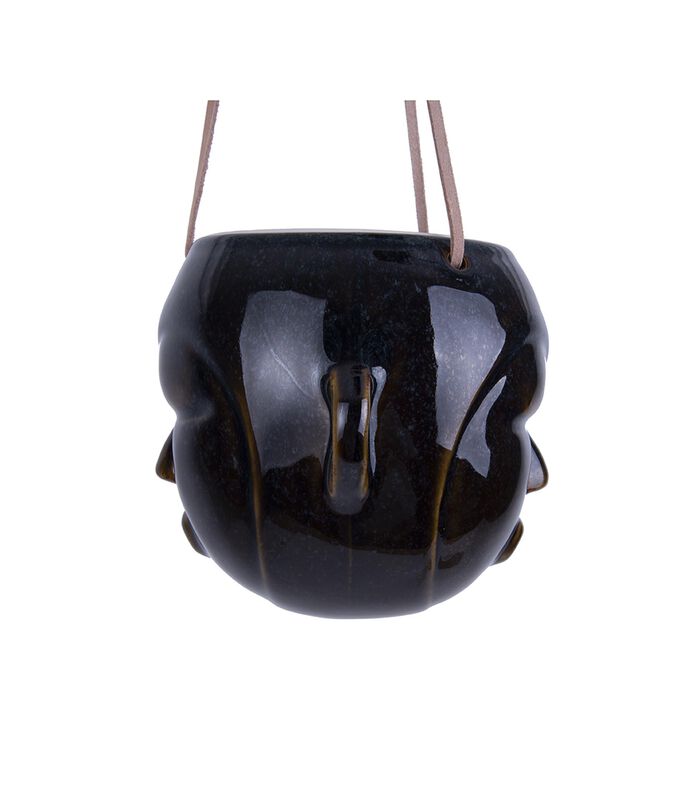 Hangende plantenpot Mask - Glazuur Donker Bruin - Rond - 12x18,4x15,2cm image number 2