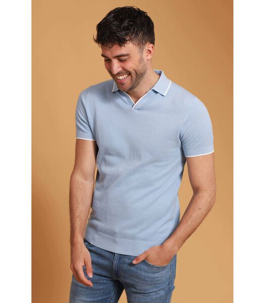 Suitable Polo Kjell Tricoté Bleu Clair