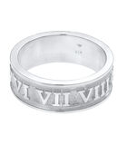 Ring Heren Band Ring Romeinse Cijfers Massief Trend Geoxideerd In 925 Sterling Zilver image number 2