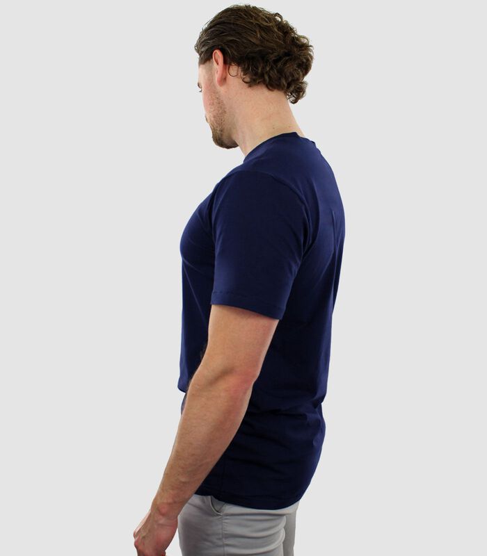 Knitted T-Shirt - Korte Mouw - Navy / Donkerblauw - Regular Fit - Excellent Katoen image number 1