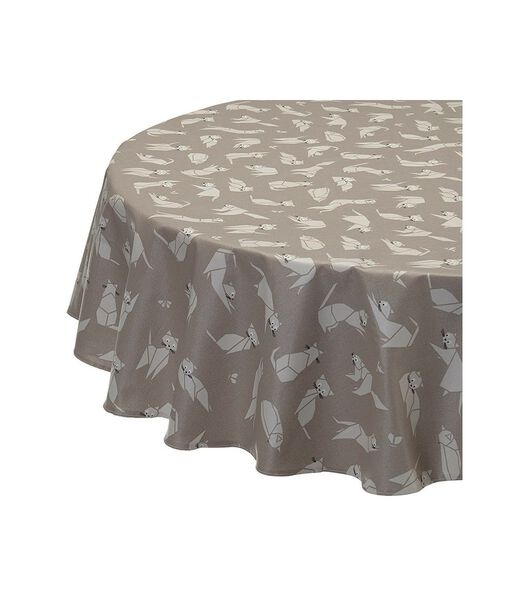 Nappe enduite ronde ou ovale Chats taupe