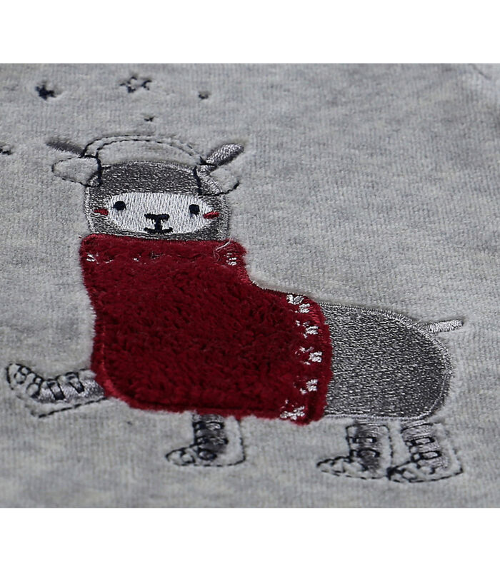 Grijze pyjama met lama uit fluweel image number 3