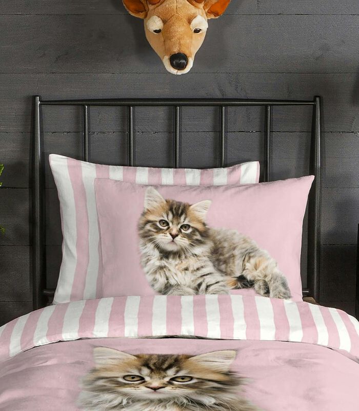 Housse de couette Cat Pink Flanelle image number 3