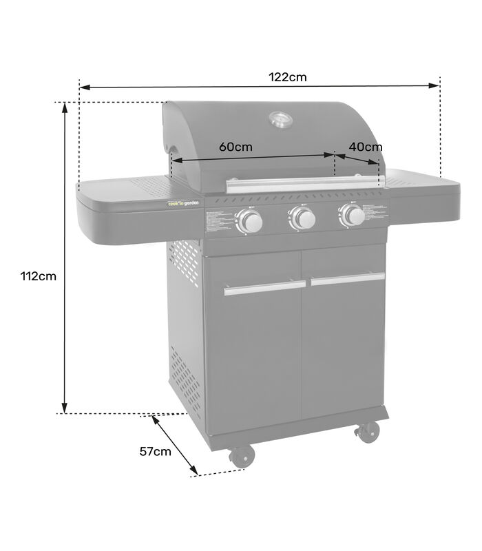 Barbecue au gaz FYRA avec thermomètre - 3 brûleurs image number 3