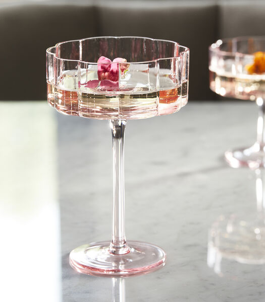 Flower Wijnglas Roze glas ook geschikt voor cava of als champagnecoupe