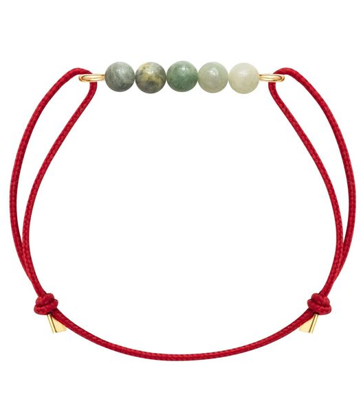 Bracelet Jade sur Or 14K gold-filled & cordon rouge