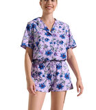 Pyjama short chemise manches courtes Flowers image number 0