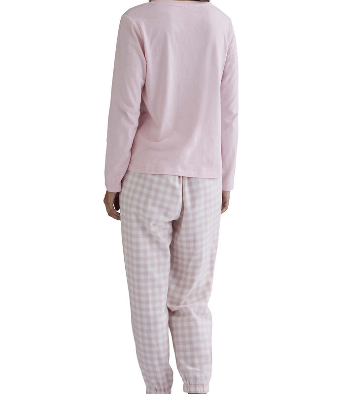 Pyjama indoor outfit broek top lange mouwen Vichy image number 1