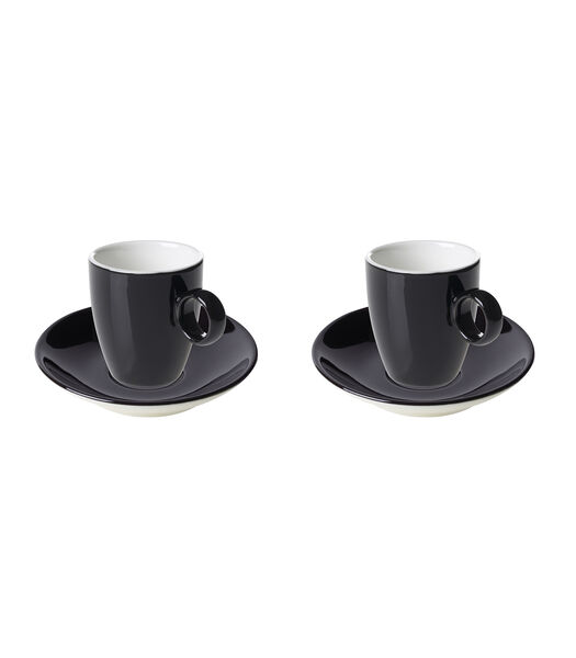 Tasse à espresso et soucoupe  Bart Color Cafe 6,5 cl - 11 cm Porcelaine noire 2 pièce(s)