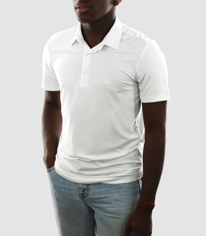 Heren Polo Korte Mouw - Strijkvrij Poloshirt - Wit - Slim Fit - Tencel image number 0