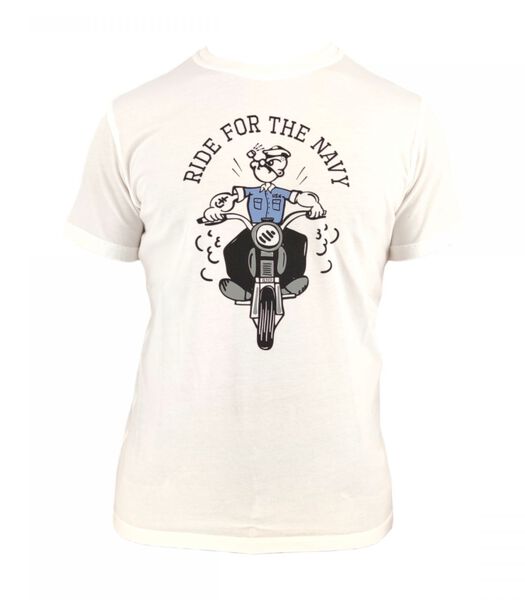 T-shirt Navy Rider Homme White