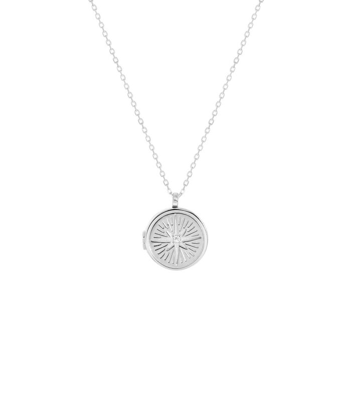 Zilveren ketting&hanger medaillon zirkonia image number 0