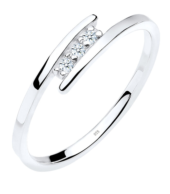 Ring Dames Klassiek Elegant Met Diamant (0,06 Ct.) In 925 Sterling Zilver image number 4