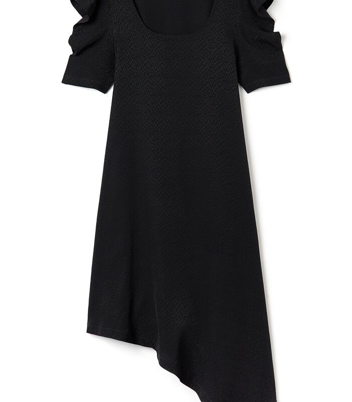 Asymmetrische zwarte jurk VIRGWOOLF in jacquard image number 3