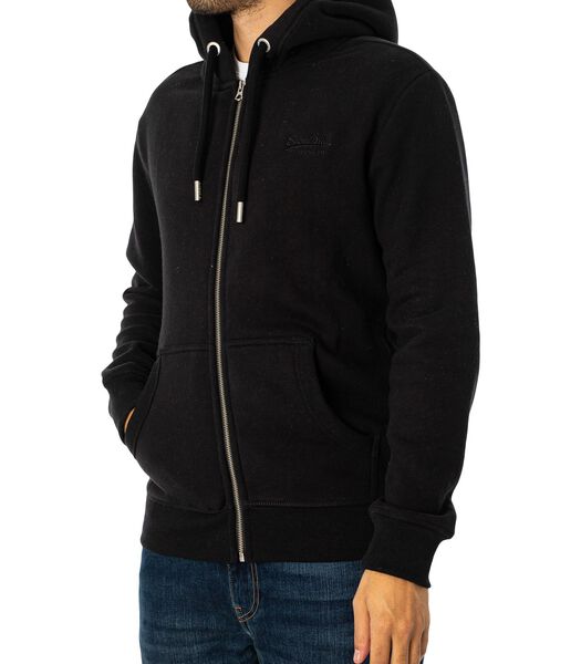 Sweatshirt à capuche zippé logo brodé en coton bio V...