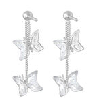 Oorbellen Dames Oor Hanger Vlinder Trend Natuur Met Kristallen In 925 Sterling Zilver image number 3