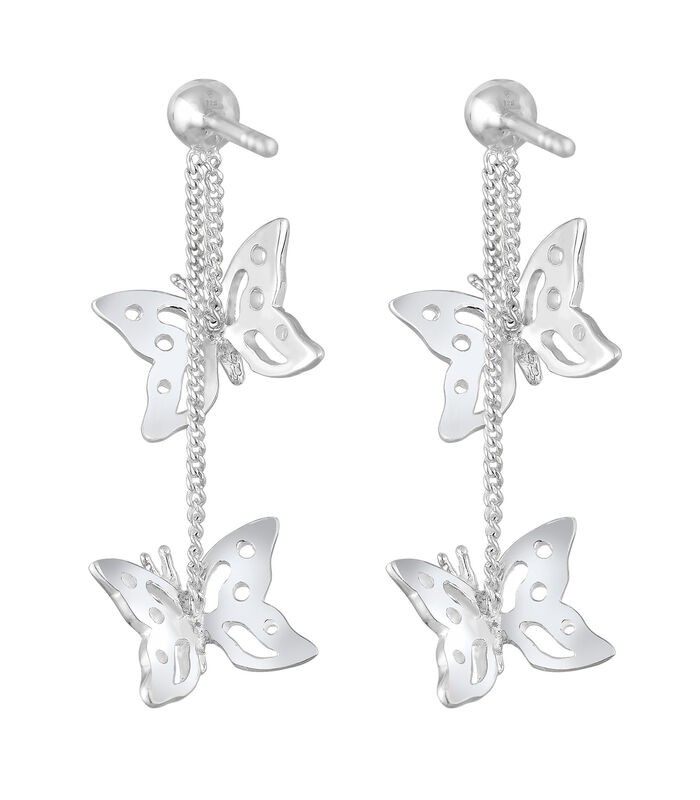 Oorbellen Dames Oor Hanger Vlinder Trend Natuur Met Kristallen In 925 Sterling Zilver image number 3