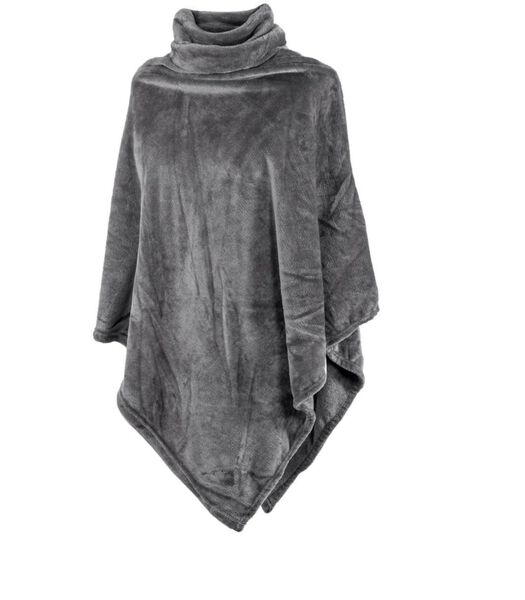 Poncho Cosy Collar Grey Microflanelle