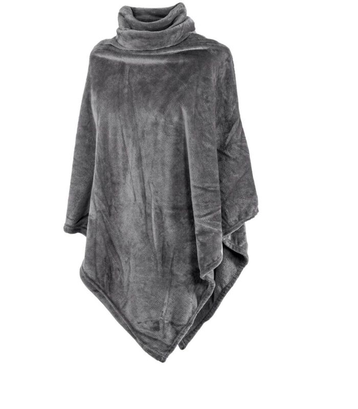 Poncho Cosy Collar Grey Microflanel image number 1