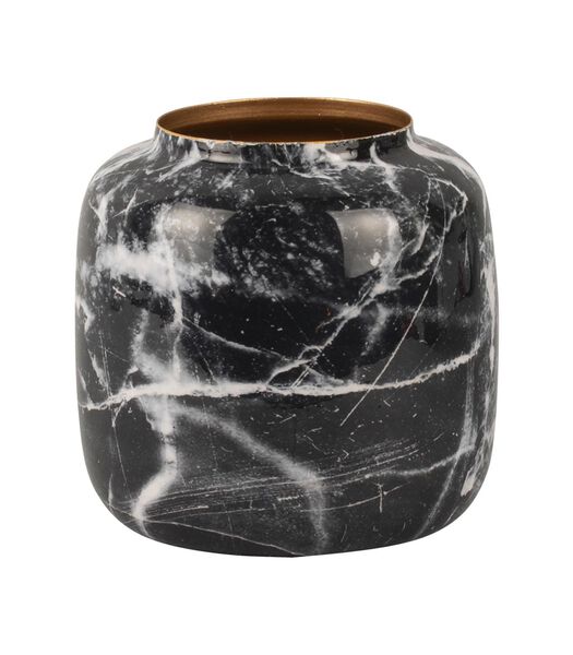 Vase Marbre Look - Noir - 19,5x19,5x19,5 cm