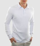 Heren Polo Lange Mouw - Strijkvrij Poloshirt - Wit - Slim Fit - Excellent Katoen image number 0