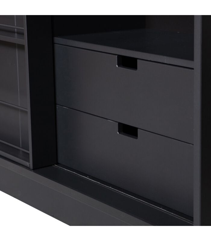 Armoire 1 Porte Coulissantes - Pin - Noir - 200x150x46,5 - Swing image number 2
