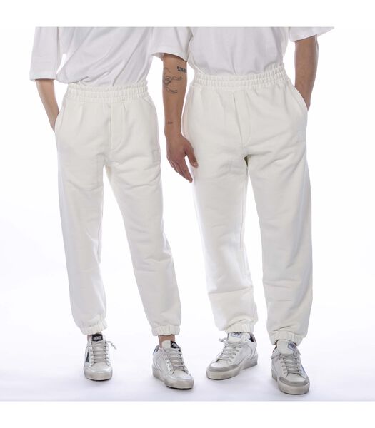 Pantaloni Embroidered Logo Bianco
