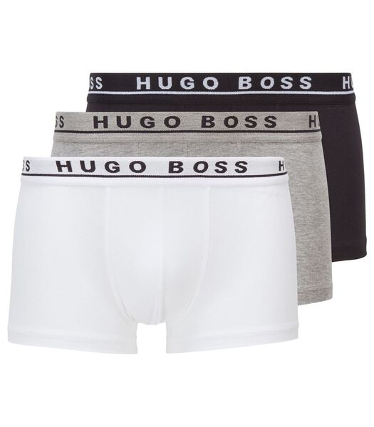 Hugo Boss Boxershorts Trunk 3-Pack Zwart Grijs Wit