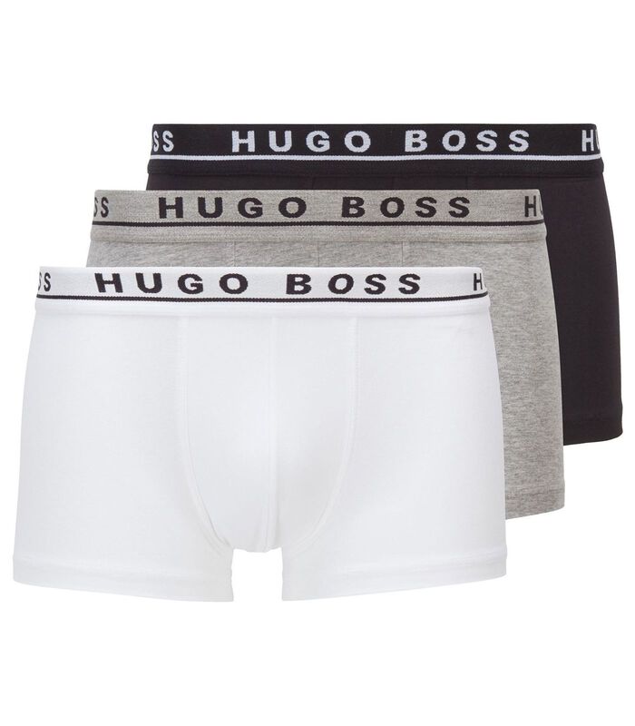 Hugo Boss Boxershorts Trunk 3-Pack Zwart Grijs Wit image number 0