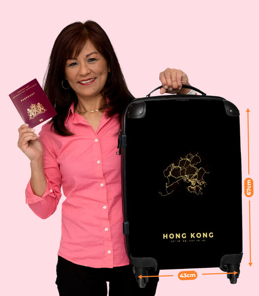Handbagage Koffer met 4 wielen en TSA slot (Plattegrond - Goud - Kaarten - Hong Kong)