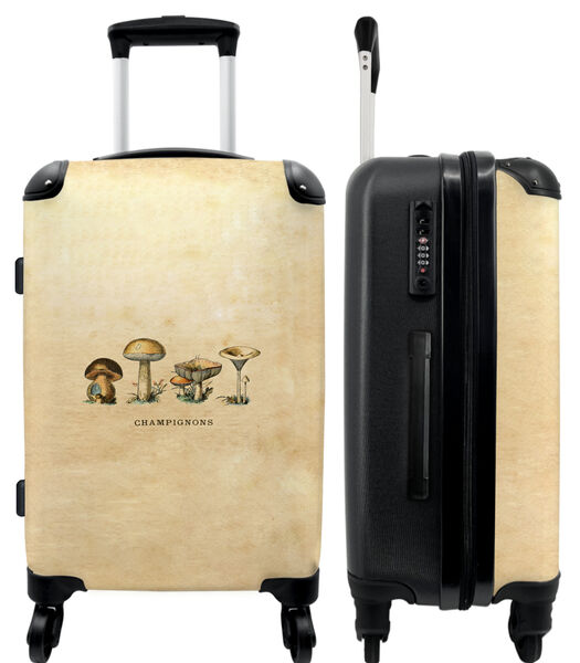 Bagage à main Valise avec 4 roues et serrure TSA (Champignons - Nature - Vintage - Illustration)