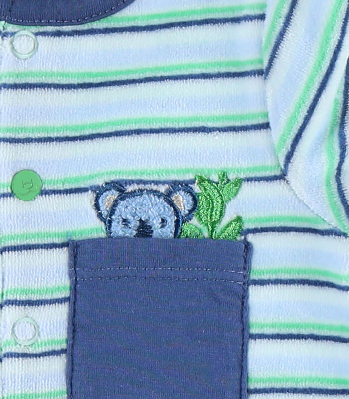 Fluwelen gestreepte pyjama, blauw image number 3