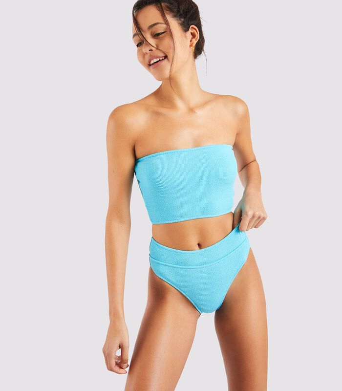 Turquoise bikinibroekje met hoge taille en kreukeffect Manha Scrunchy image number 2