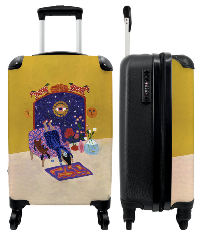 Ruimbagage koffer met 4 wielen en TSA slot (Abstract - Vrouw - Hond - Geel) image number 0