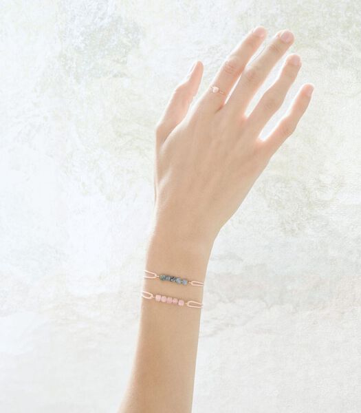 Kunziet armband op 14k gold-filled gouden draad en roze koord