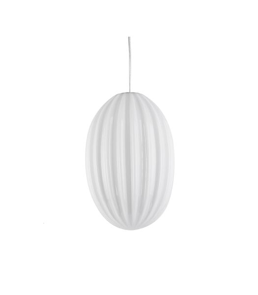Lampe pendante Smart - verre ovale blanc opale - 20x30cm
